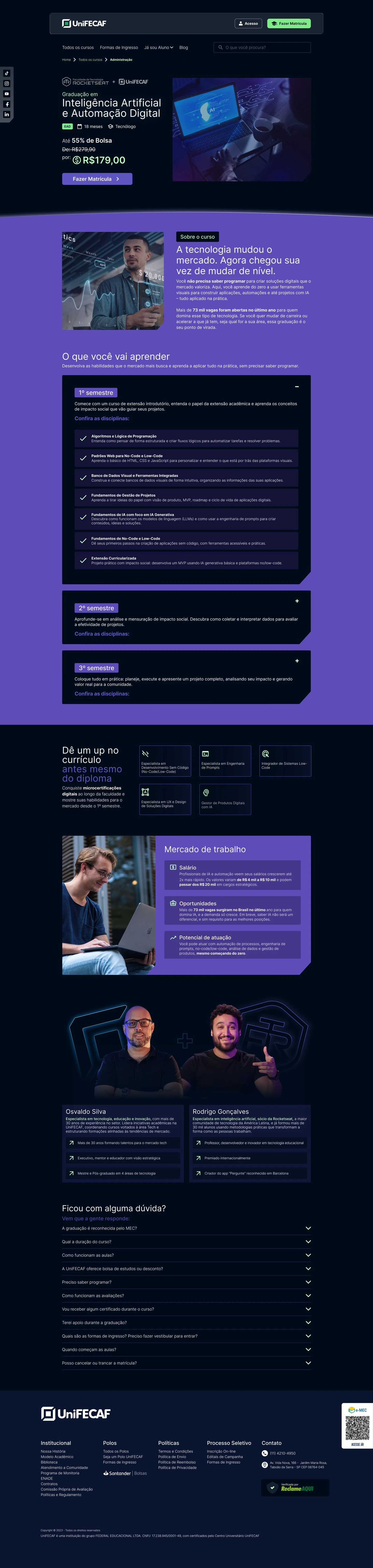 RocketSeat + UniFECAF — Desktop